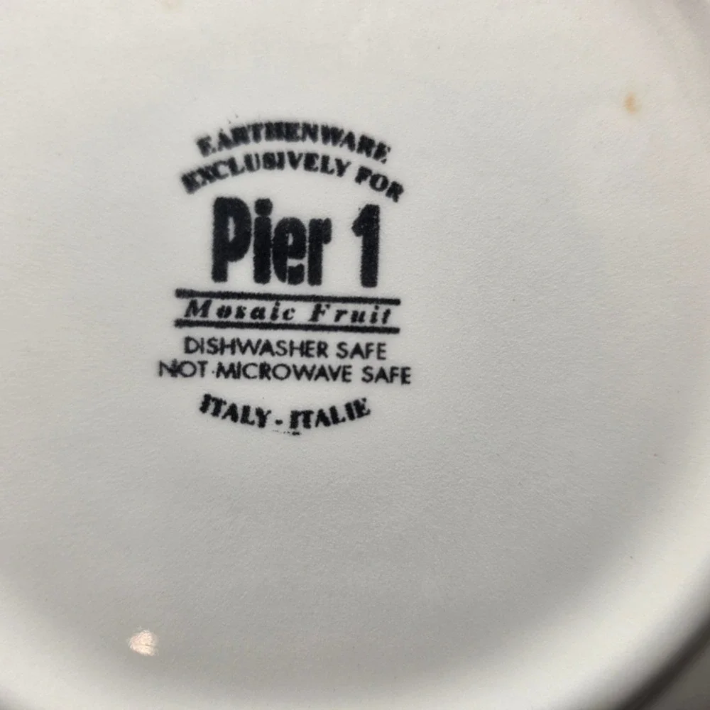 Pier 1 Mosaic Fruit Earthenware Salad Dessert Plates Italy Set of 4 Pear